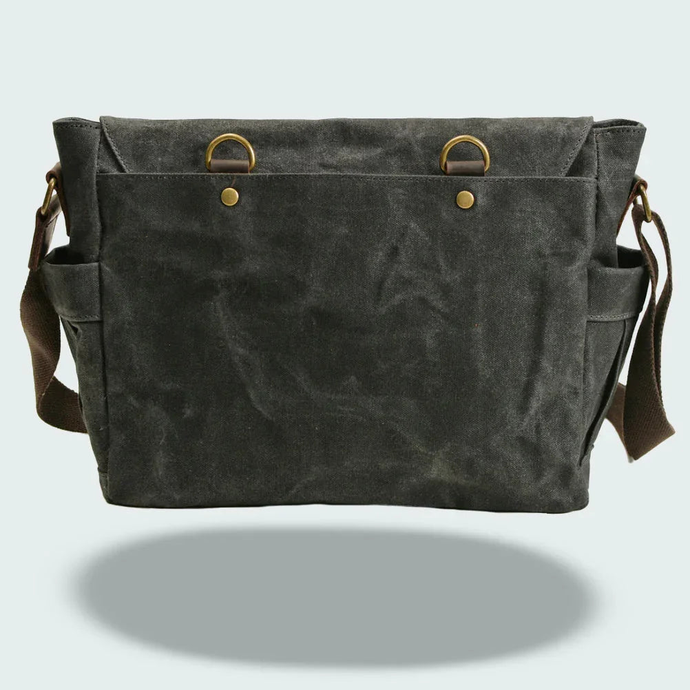 Bolsa Messenger Vintage para Hombres con Acabado de Cera de Aceite