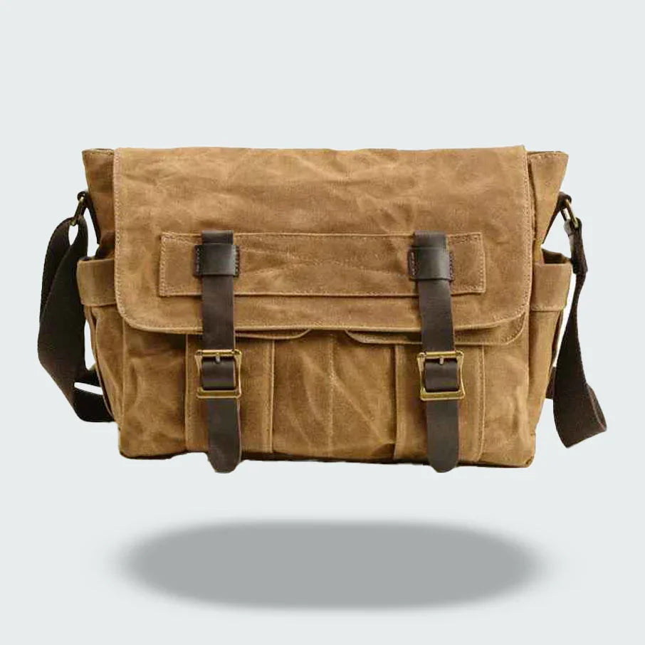 Bolsa Messenger Vintage para Hombres con Acabado de Cera de Aceite