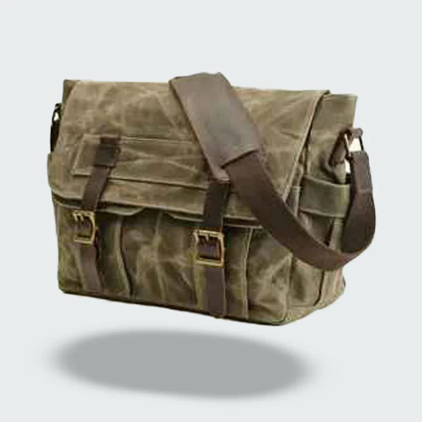 Bolsa Messenger Vintage para Hombres con Acabado de Cera de Aceite