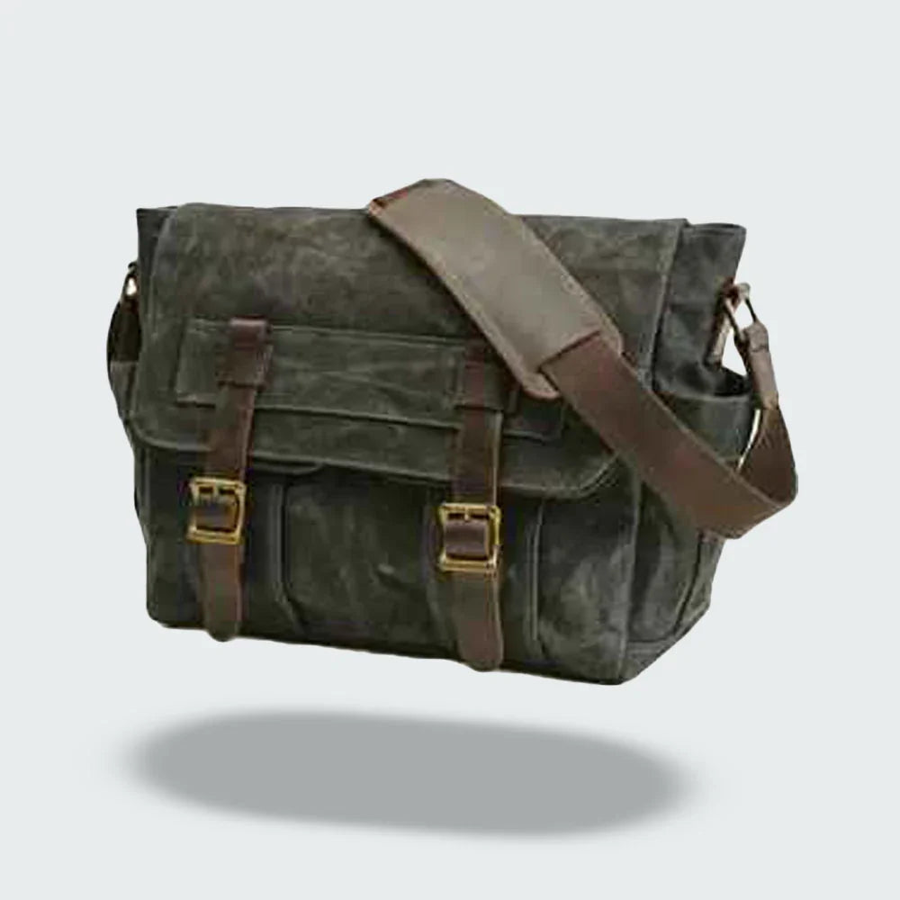 Bolsa Messenger Vintage para Hombres con Acabado de Cera de Aceite
