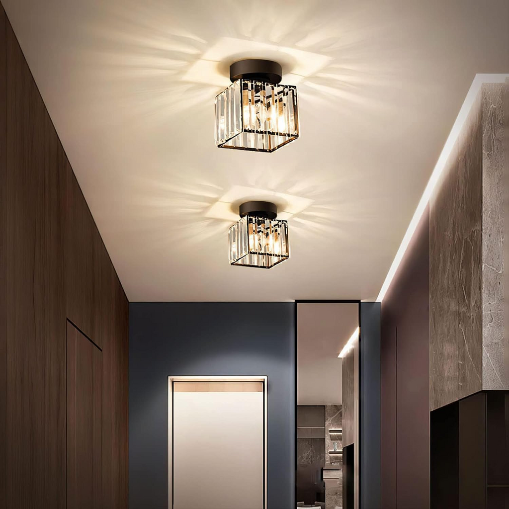 Luz de Techo de Cristal Moderno de Montaje Empotrado Negra para Pasillo