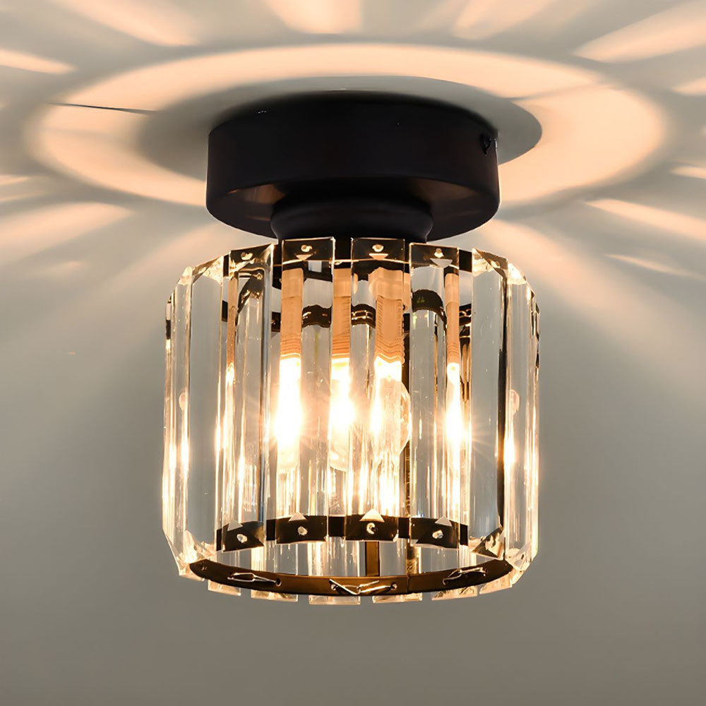 Luz de Techo de Cristal Moderno de Montaje Empotrado Negra para Pasillo