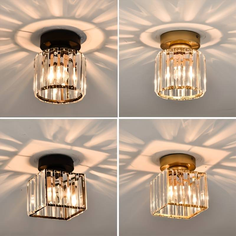 Luz de Techo de Cristal Moderno de Montaje Empotrado Negra para Pasillo