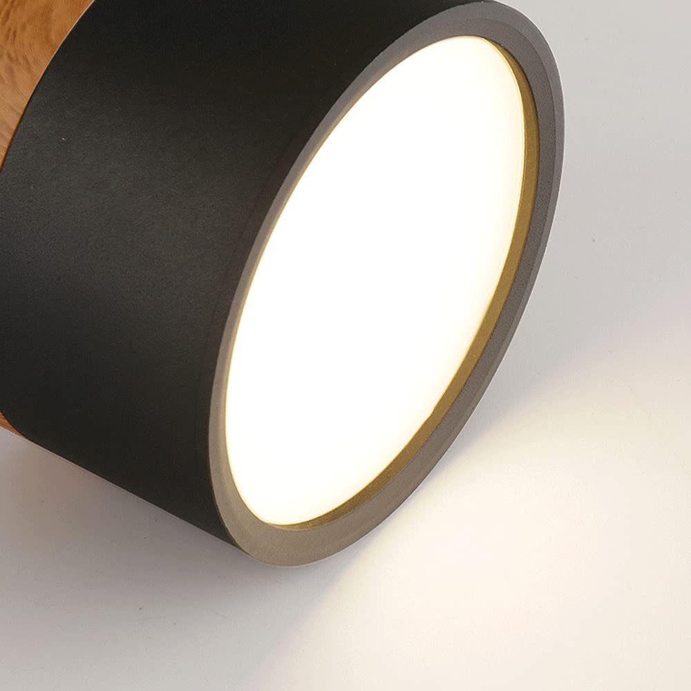 Luz de Techo Cilíndrica Moderna Montada en Superficie de Aluminio y Madera