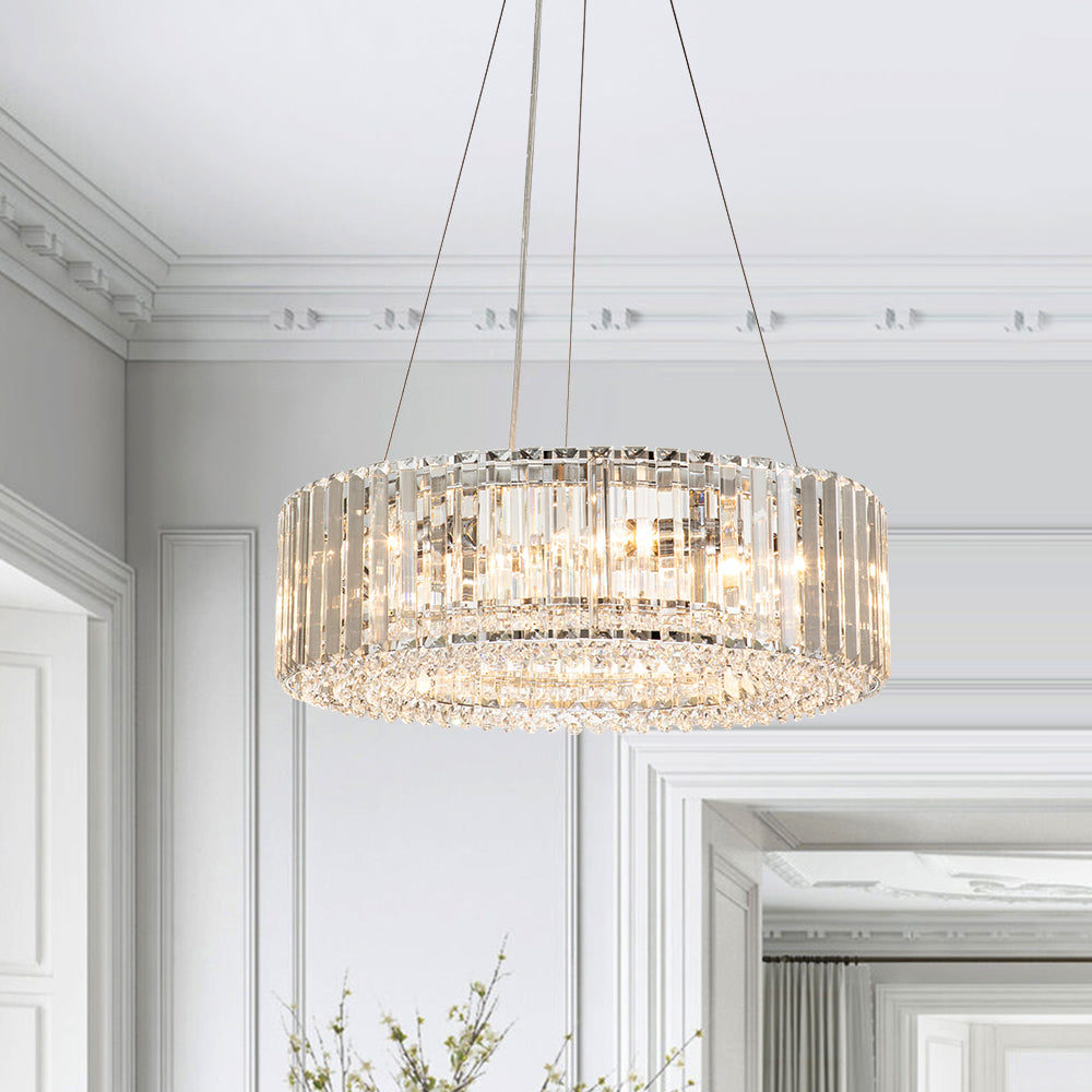 Moderno candelabro de cristal redondo de 6 luces