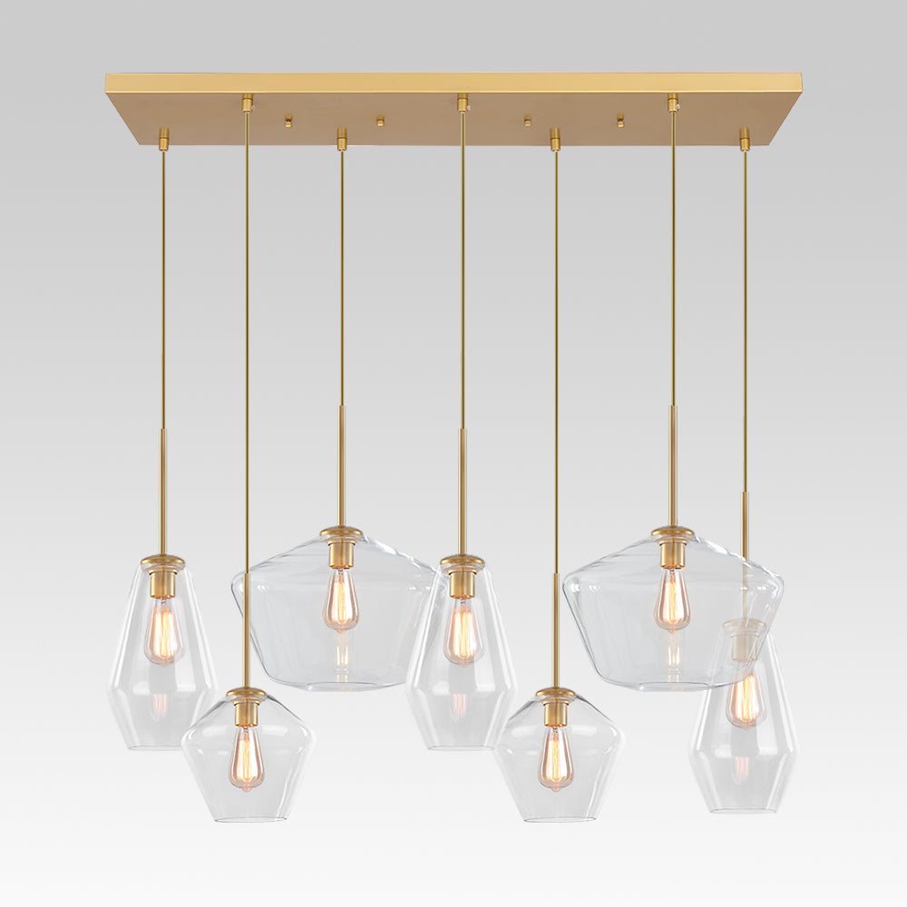 Moderna Lámpara Colgante Geométrica de Vidrio de 7 Luces