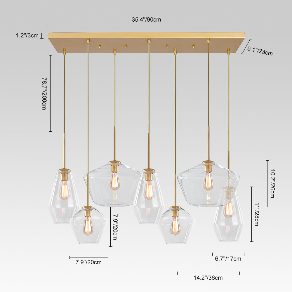 Moderna Lámpara Colgante Geométrica de Vidrio de 7 Luces