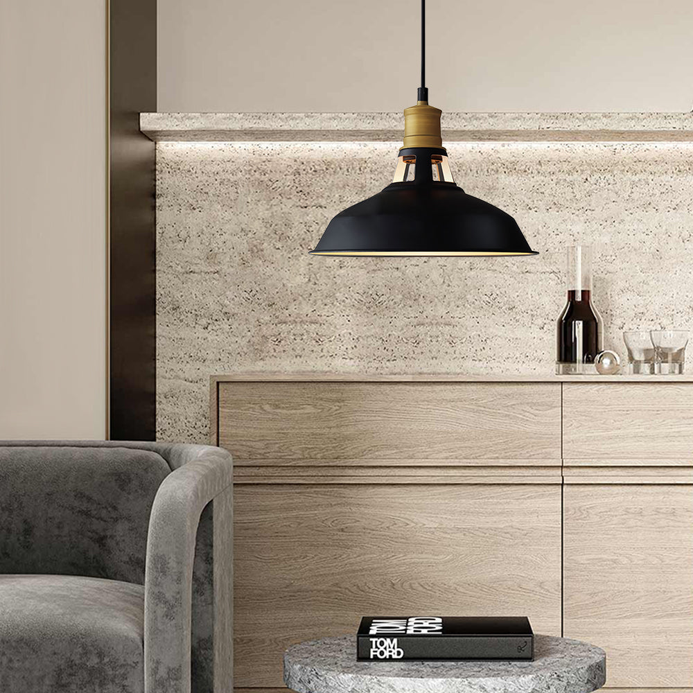 Luz de Domo Única Moderna en Negro y Cobre