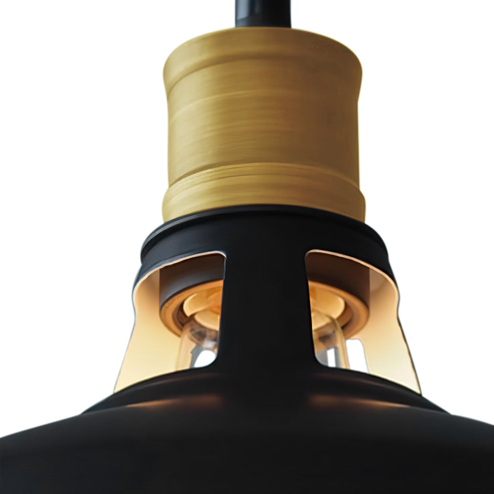 Luz de Domo Única Moderna en Negro y Cobre