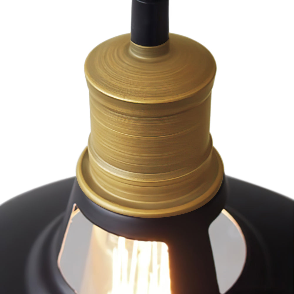 Luz de Domo Única Moderna en Negro y Cobre