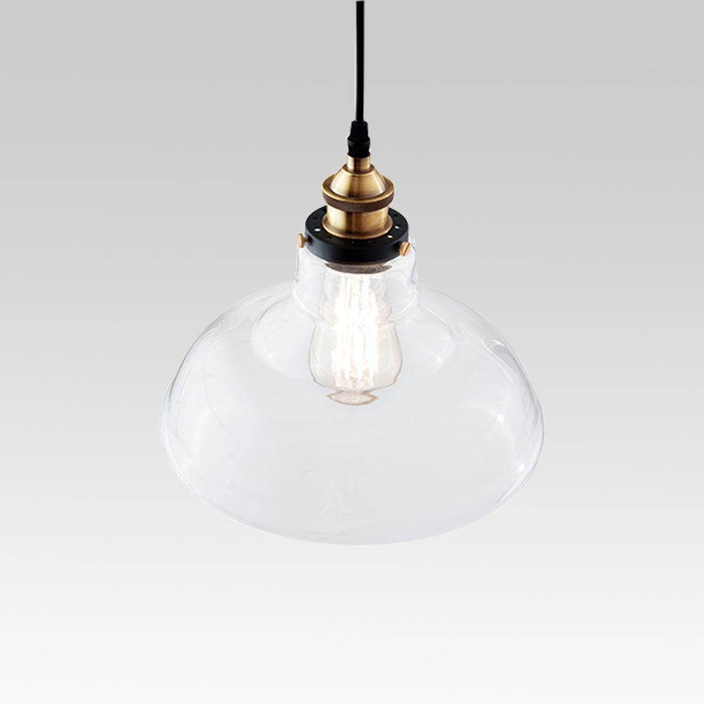Lámpara Colgante de Cúpula Única de Vidrio Claro Industrial Moderno