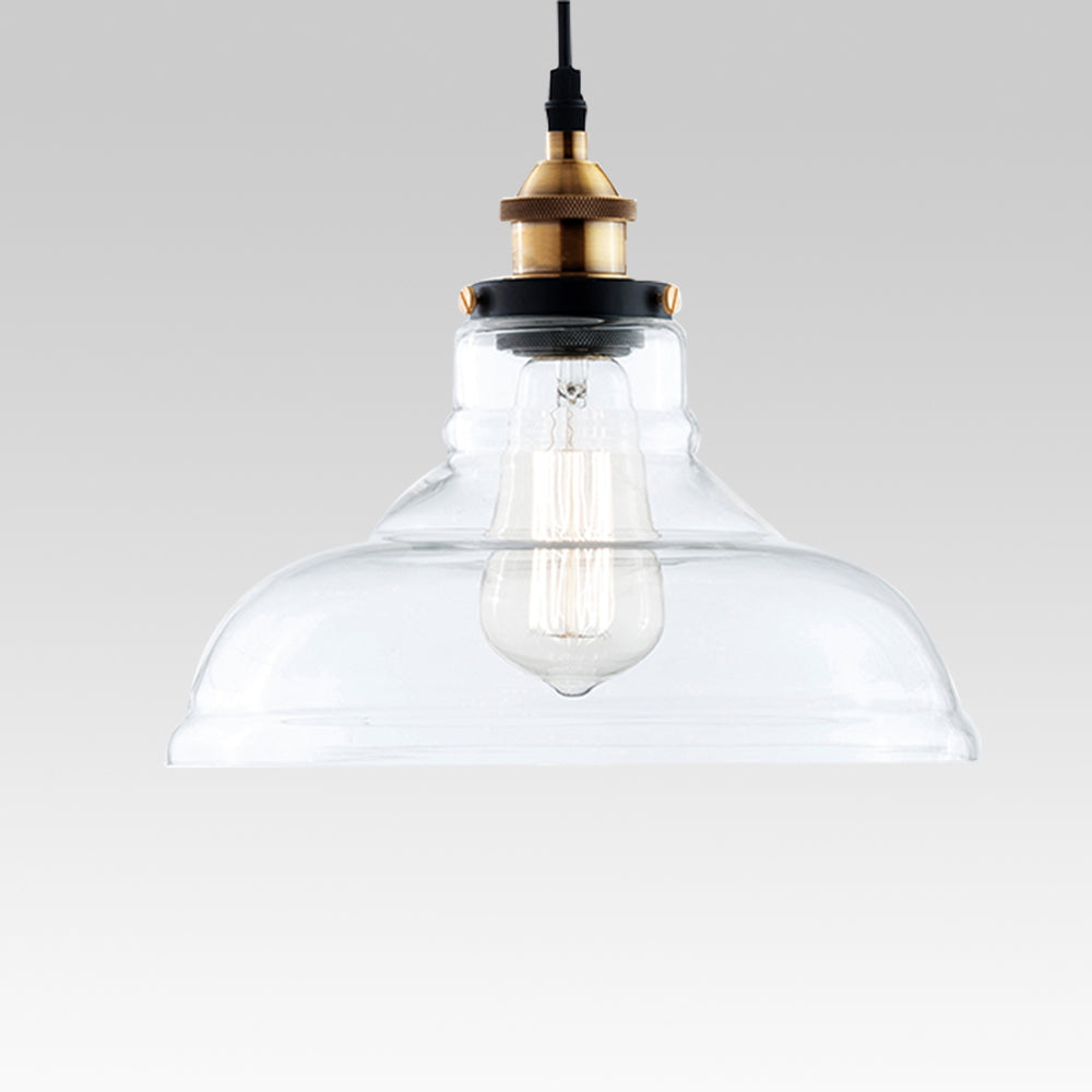 Lámpara Colgante de Cúpula Única de Vidrio Claro Industrial Moderno
