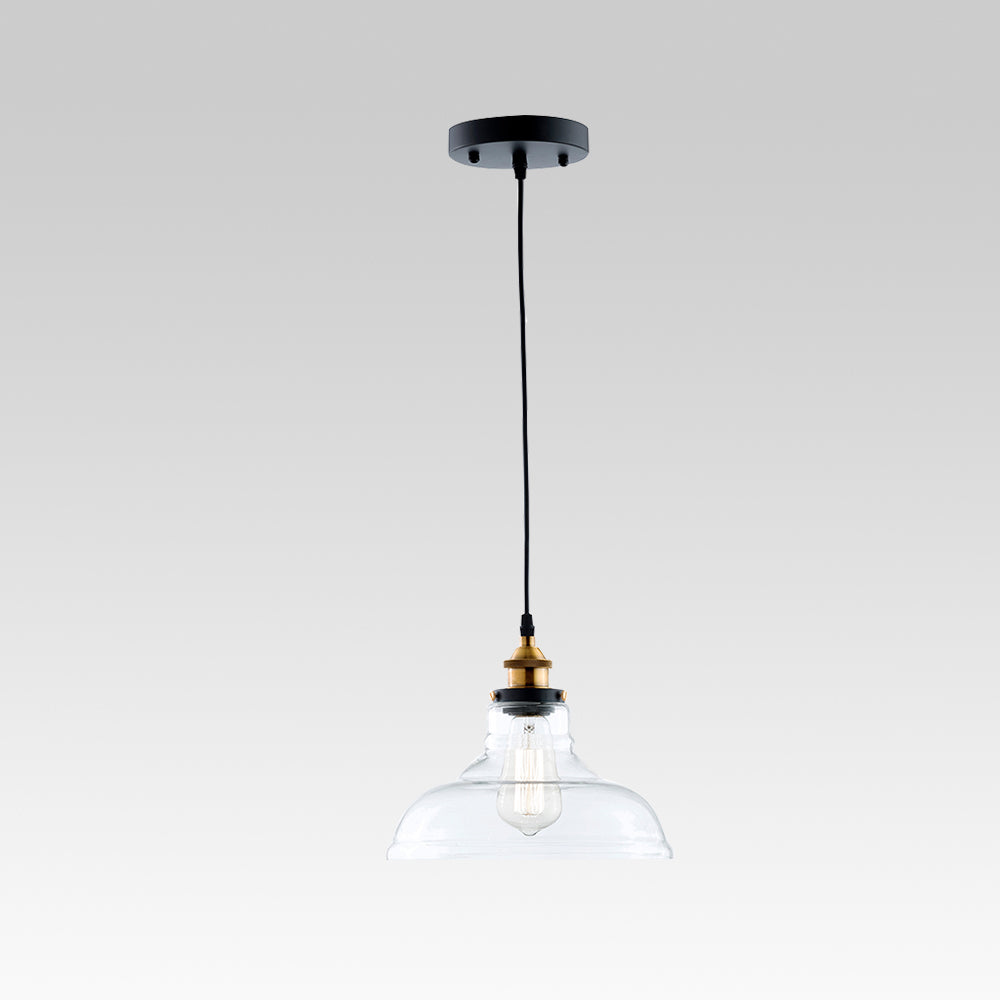 Lámpara Colgante de Cúpula Única de Vidrio Claro Industrial Moderno