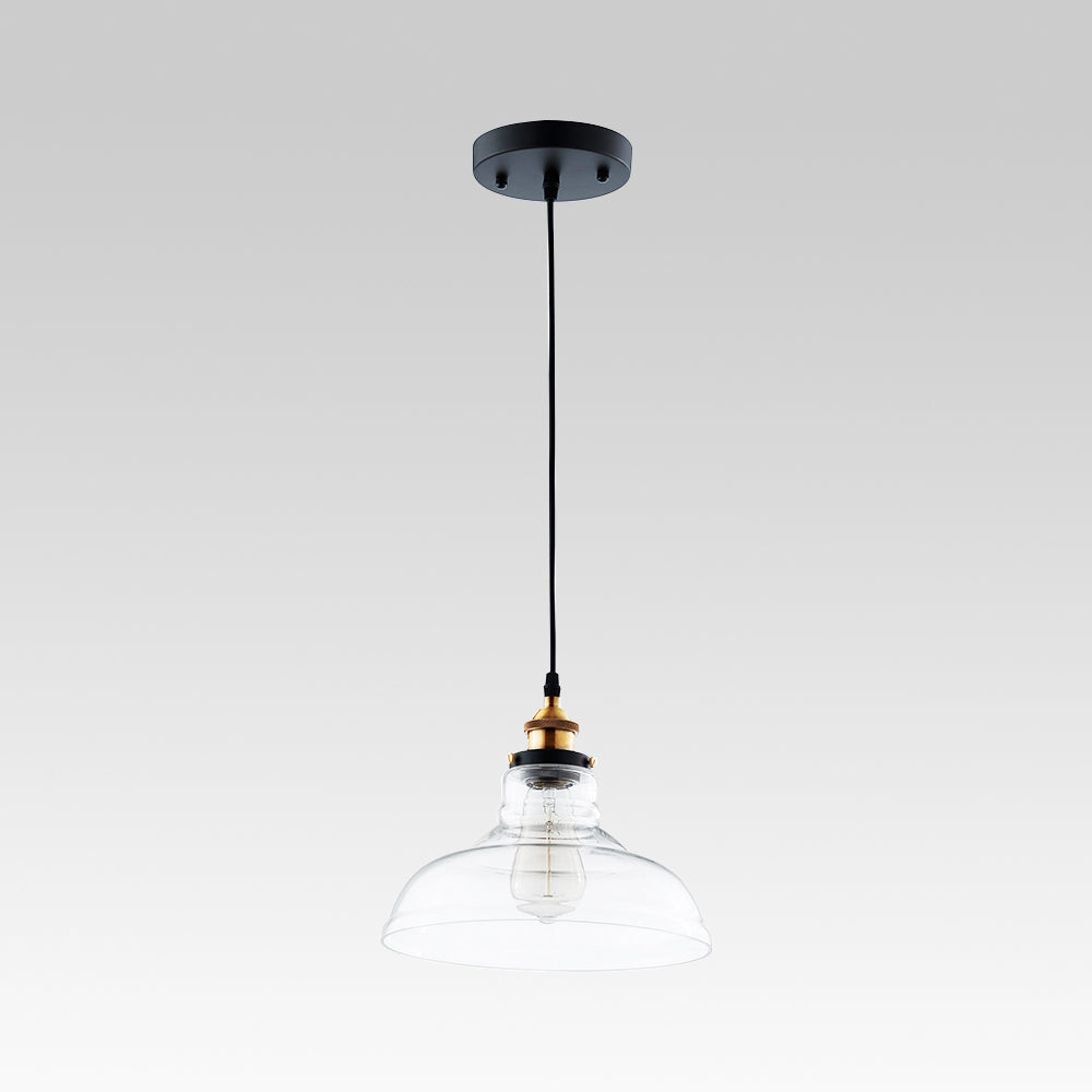 Lámpara Colgante de Cúpula Única de Vidrio Claro Industrial Moderno