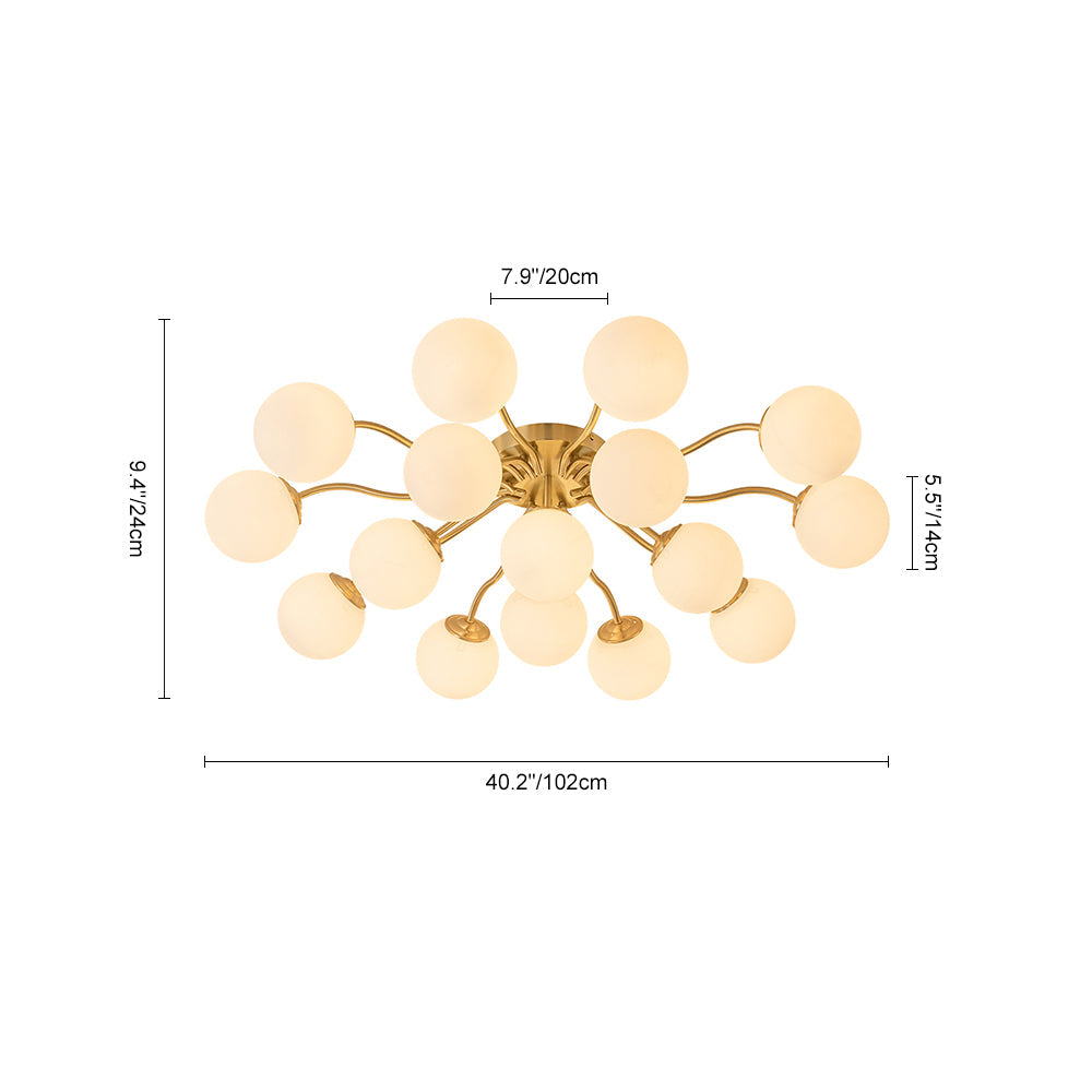 Moderno Semi Flush Mount de Globo de Vidrio Sputnik de Medio Siglo
