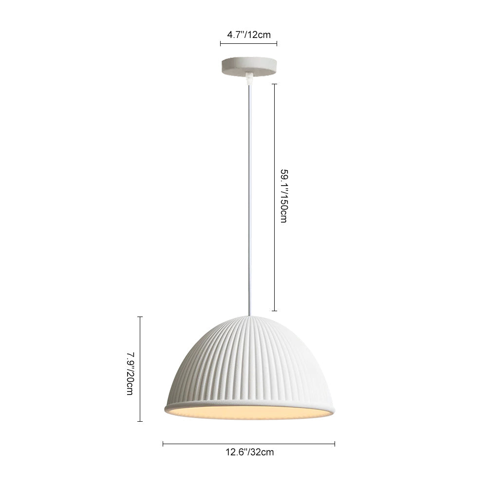 Lámpara Colgante de Domo de Resina Estriada de 1 Luz Minimalista Moderna