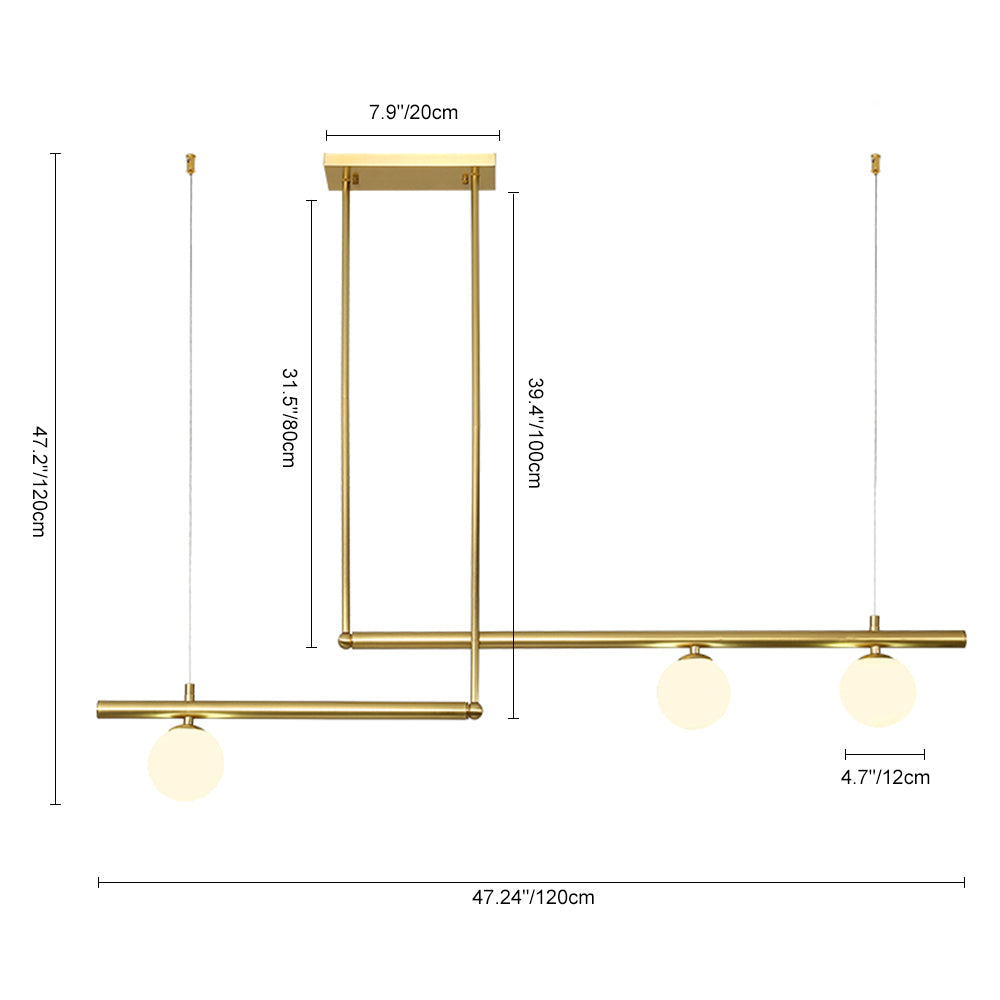 Candelabro Lineal de Vidrio en Forma de Globo de Estilo Moderno de Mediados de Siglo