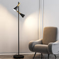 Lámpara de Pie Negra Moderna Ajustable de Doble Cabeza para Iluminación Estilizada