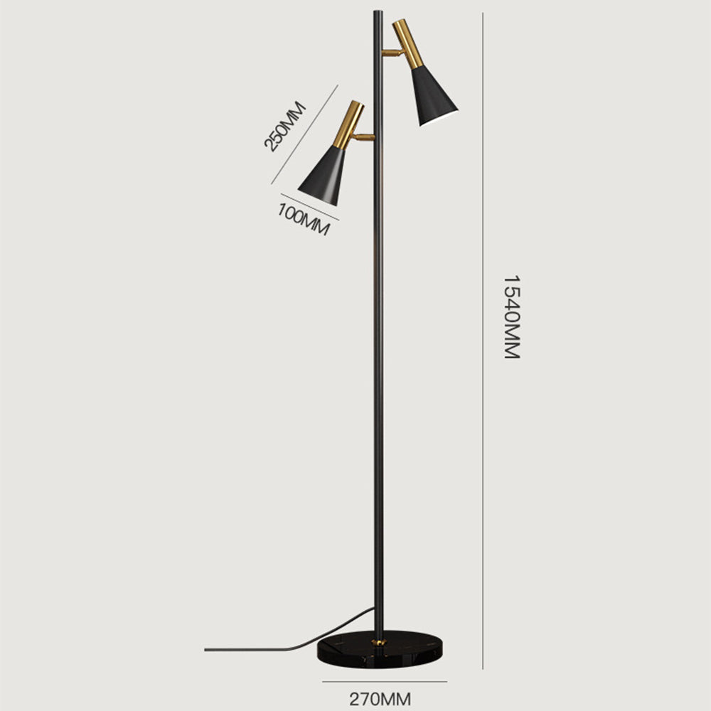 Lámpara de Pie Negra Moderna Ajustable de Doble Cabeza para Iluminación Estilizada
