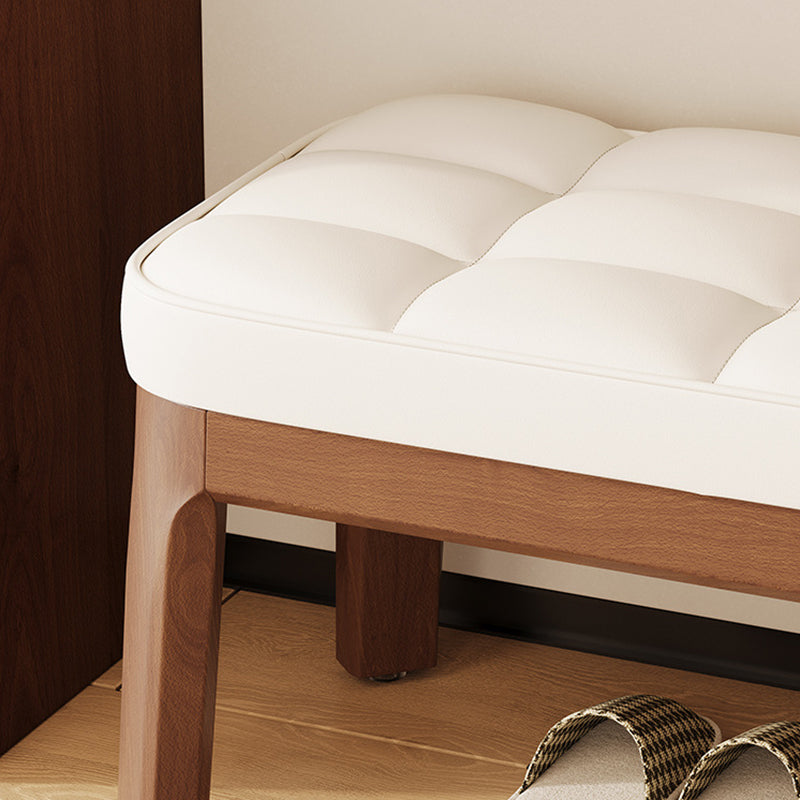 Taburete Bajo Moderno Minimalista - Tapizado en Cuero PU y Estructura de Madera Sólida