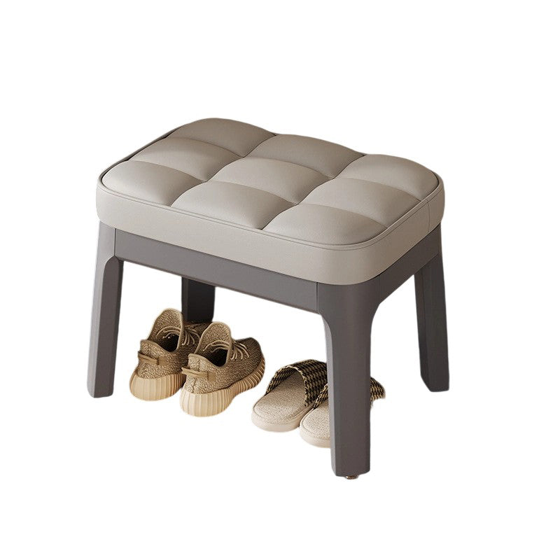 Taburete Bajo Moderno Minimalista - Tapizado en Cuero PU y Estructura de Madera Sólida