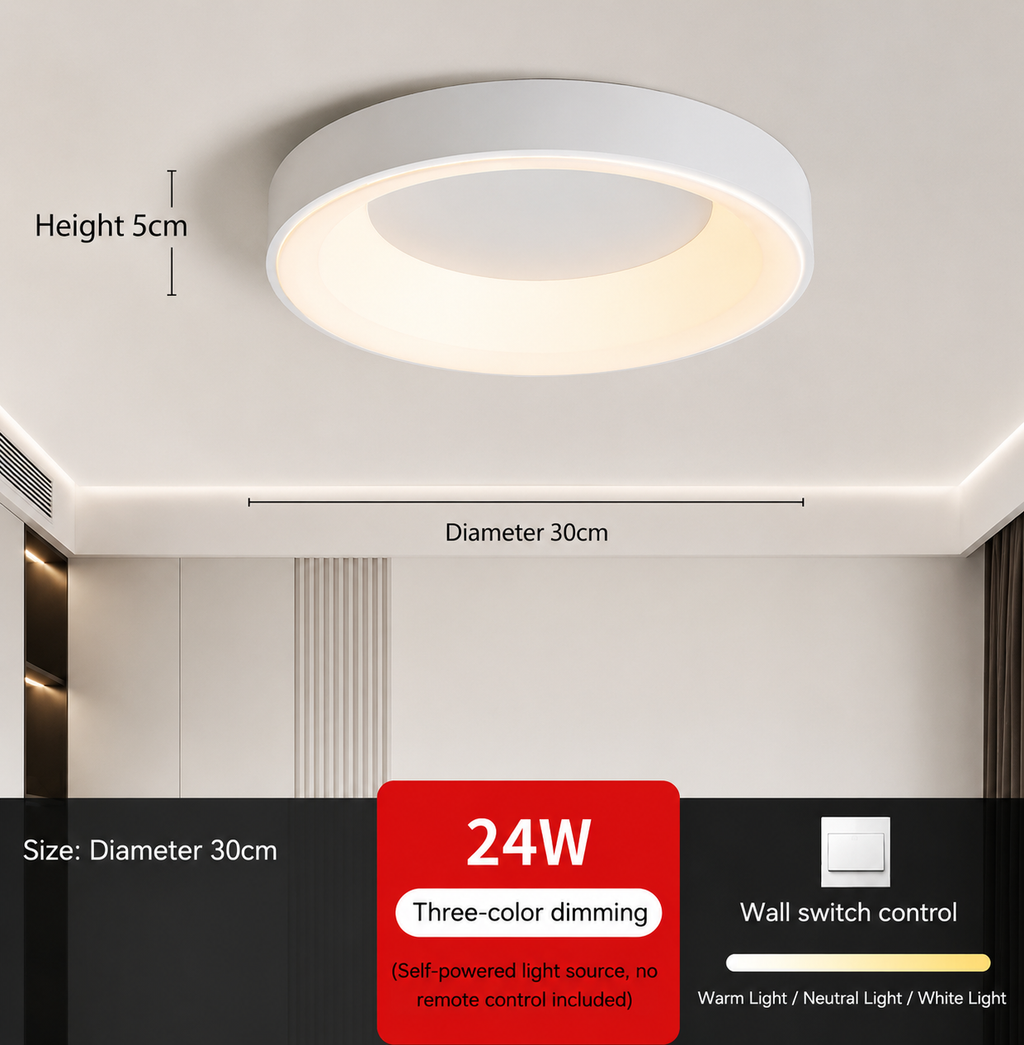 NordicGlow | Lámpara de techo LED redonda | Diseño escandinavo | Moderna y minimalista | Tecnología LED de bajo consumo | Adecuada para cualquier espacio | Luz cálida y acogedora | Instalación sencilla