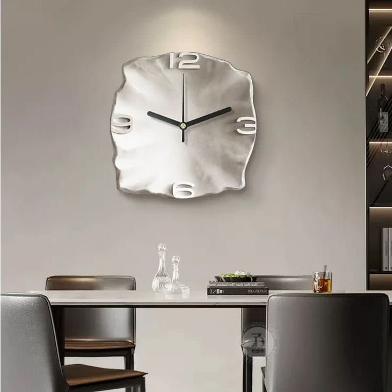 STONEAURA – Horloge murale en grès moderne avec relief 3D et technologie quartz silencieuse