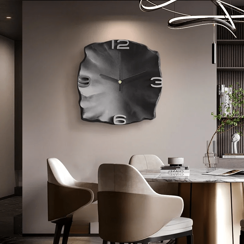 STONEAURA – Horloge murale en grès moderne avec relief 3D et technologie quartz silencieuse