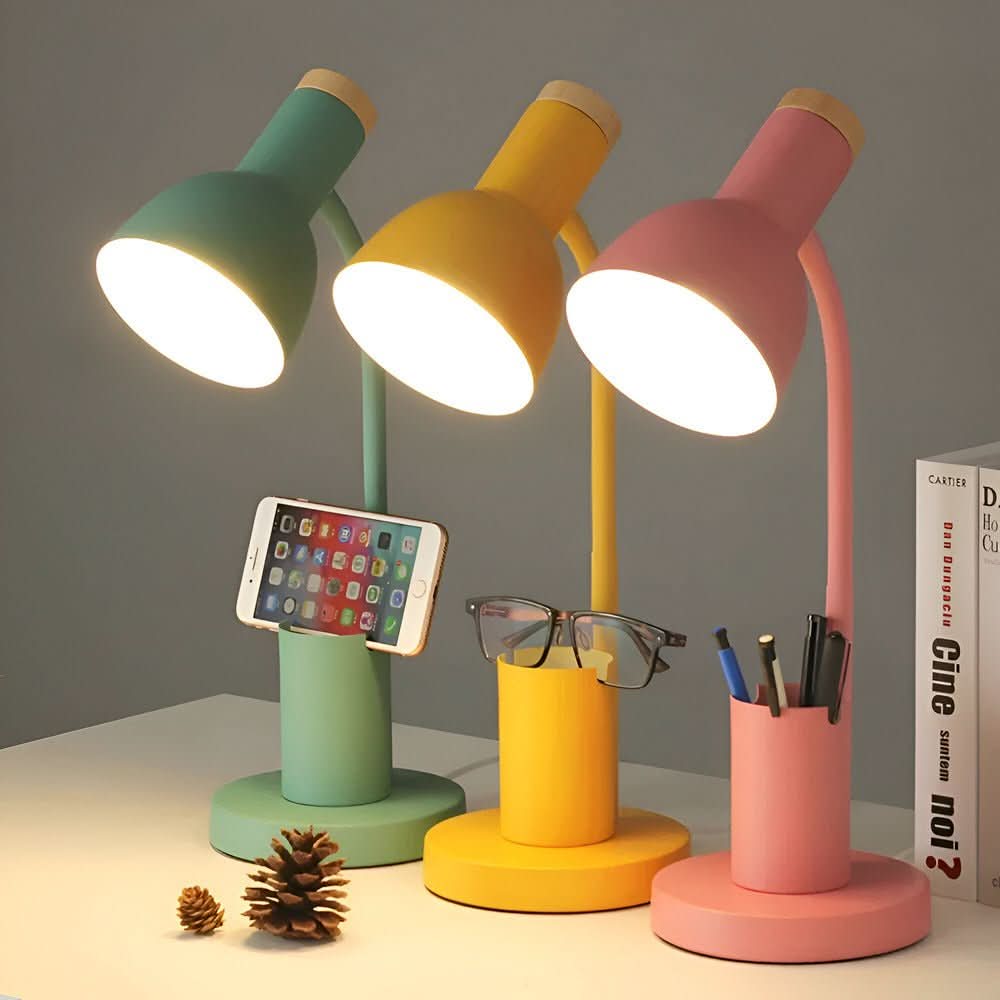 BRIGHTHOLD – Lámpara de mesa LED moderna con soporte para bolígrafos para escritorio y hogar