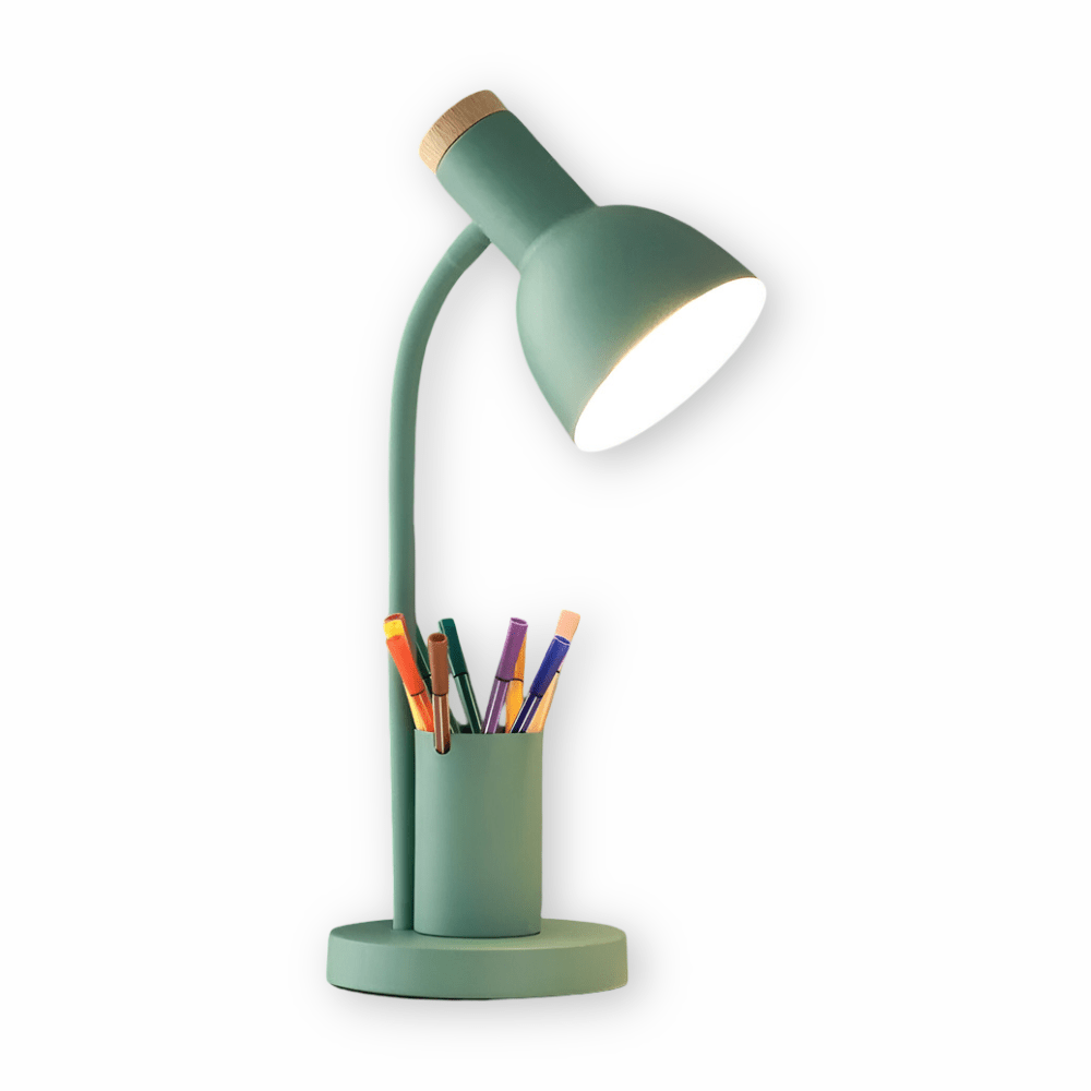 BRIGHTHOLD – Lámpara de mesa LED moderna con soporte para bolígrafos para escritorio y hogar