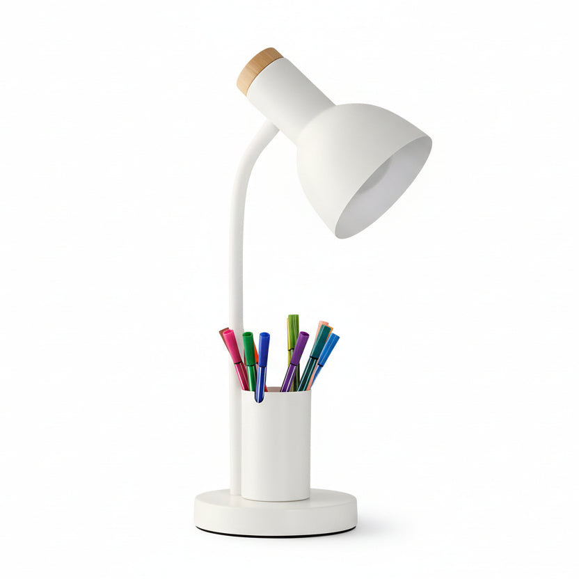 BRIGHTHOLD – Lámpara de mesa LED moderna con soporte para bolígrafos para escritorio y hogar
