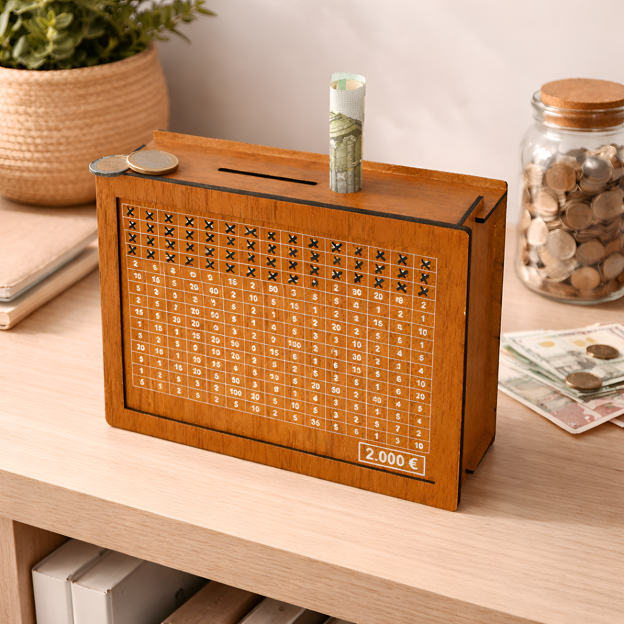 Isolde - Hucha de Madera con Objetivo de Ahorro