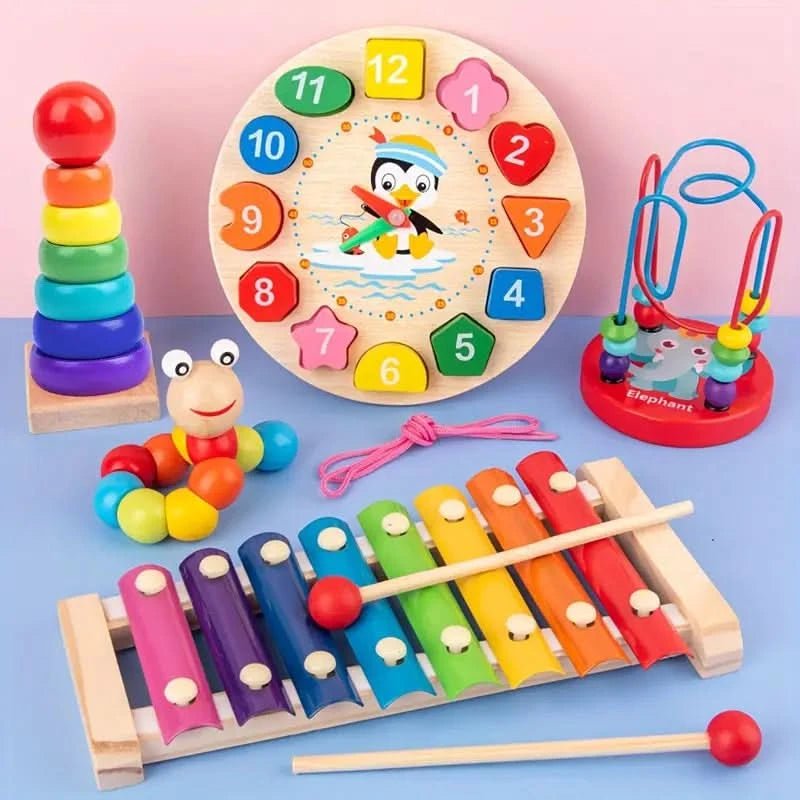Conjunto de Juguetes Montessori para Bebés - 5-en-1 Aprendizaje Creativo y Exploración