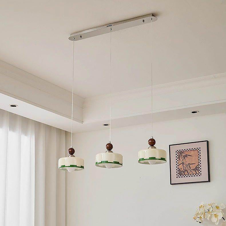 Lámpara Colgante de Vidrio y Madera en Diseño Mid Century