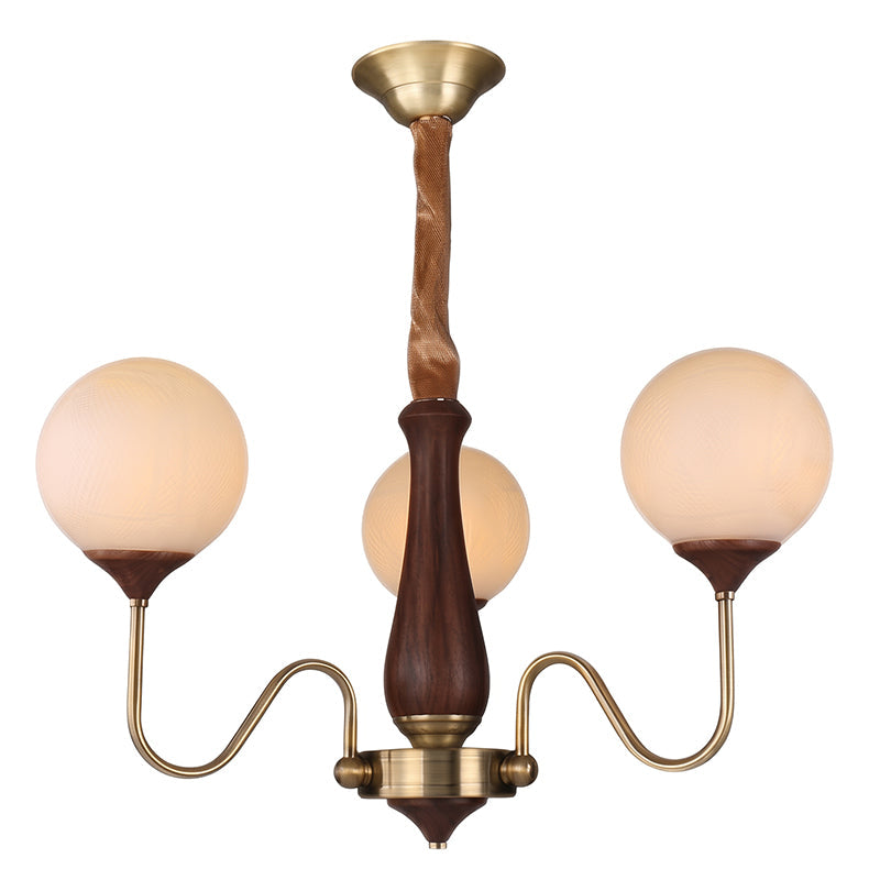Candelabro Con Pantallas De Vidrio Y Estructura De Metal