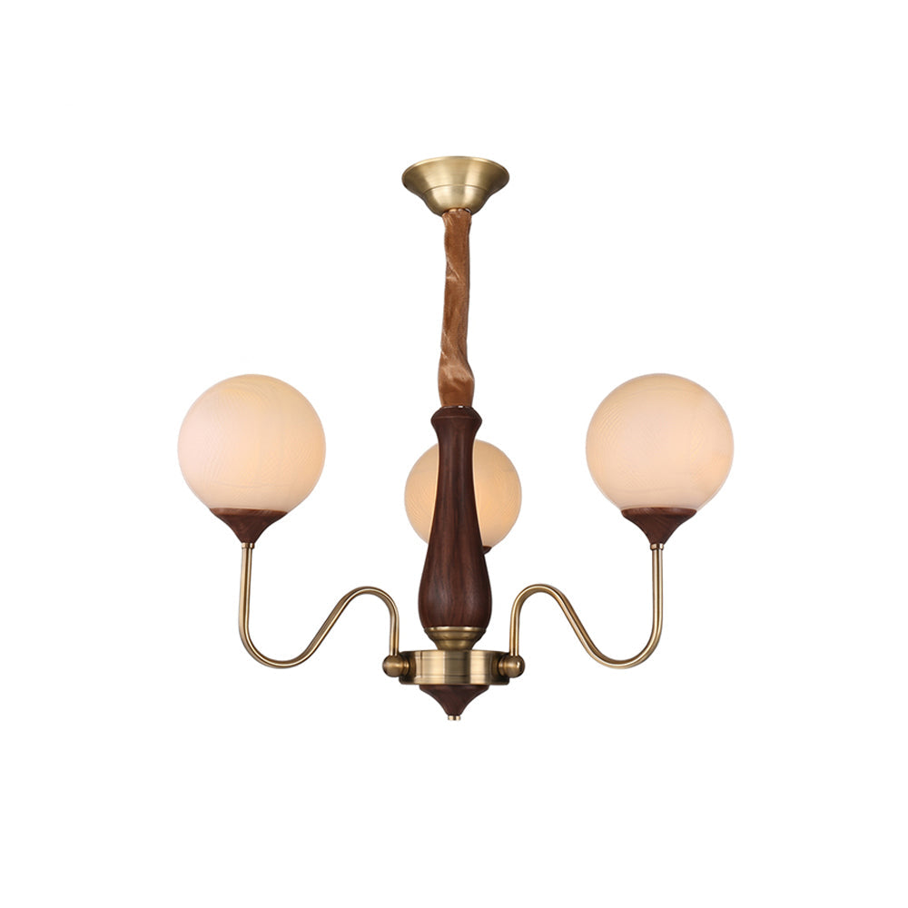 Candelabro Con Pantallas De Vidrio Y Estructura De Metal
