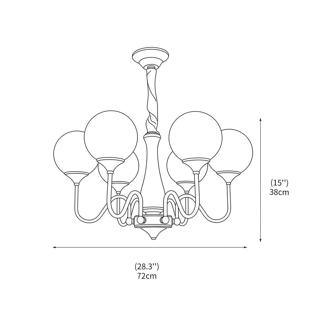Candelabro Con Pantallas De Vidrio Y Estructura De Metal