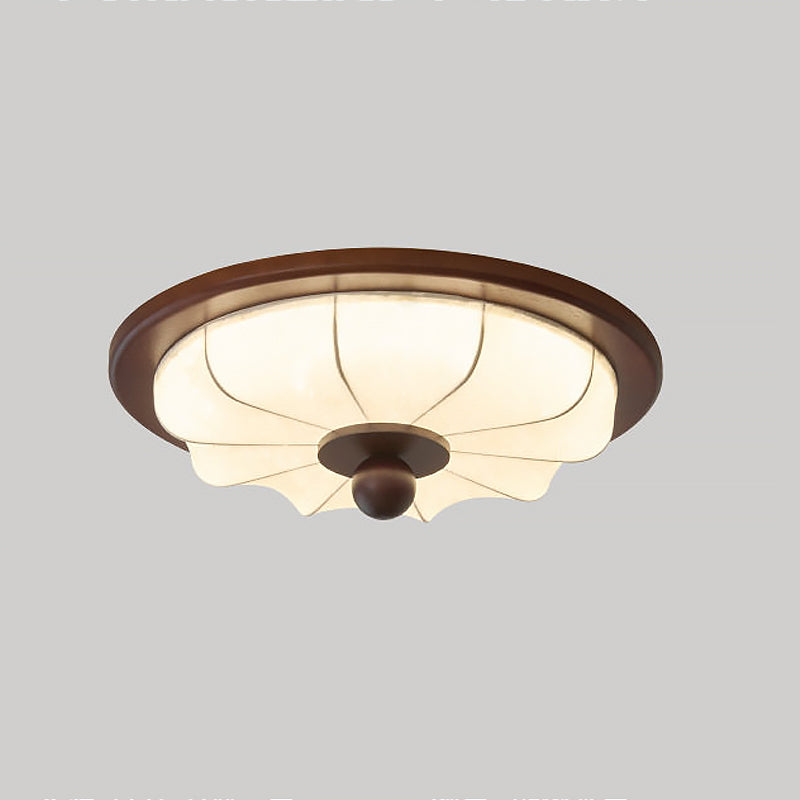 Lámpara de Techo de Tela y Madera con LED Integrado