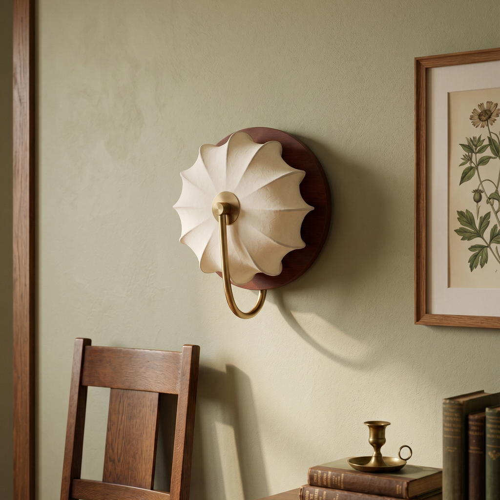 Aplique de Tela y Madera con LED Integrado