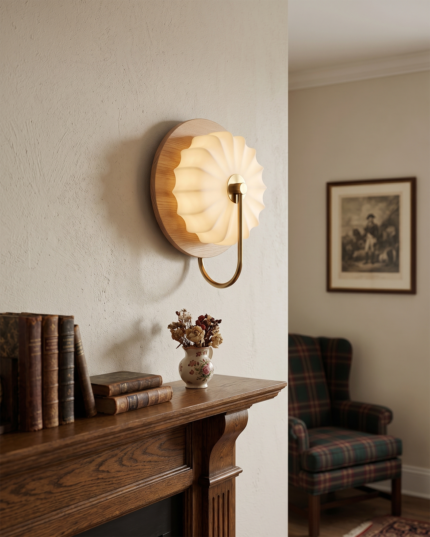 Aplique de Tela y Madera con LED Integrado