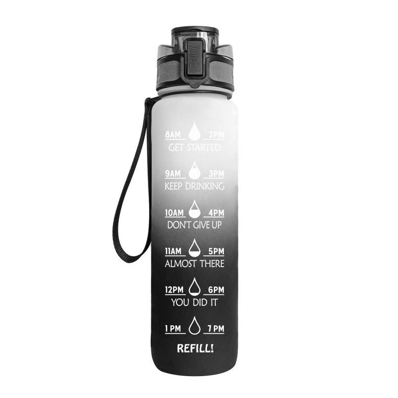 Botella Motivacional de Agua 1L con Línea de Tiempo – Ideal para Hidratación en el Trabajo y Durante Entrenamientos