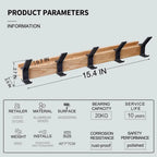 Perchero de pared Nordivo con ganchos dobles móviles | Diseño escandinavo | Madera y aluminio | Ahorra espacio y moderno