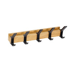 Perchero de pared Nordivo con ganchos dobles móviles | Diseño escandinavo | Madera y aluminio | Ahorra espacio y moderno