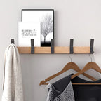 Perchero de pared Nordivo con ganchos dobles móviles | Diseño escandinavo | Madera y aluminio | Ahorra espacio y moderno