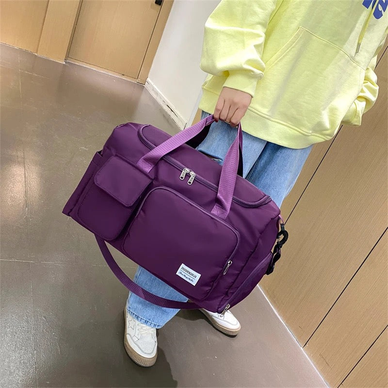 Bolsa de viaje multi-bolsillos, duffle deportiva y de gimnasio con compartimento separado para zapatos