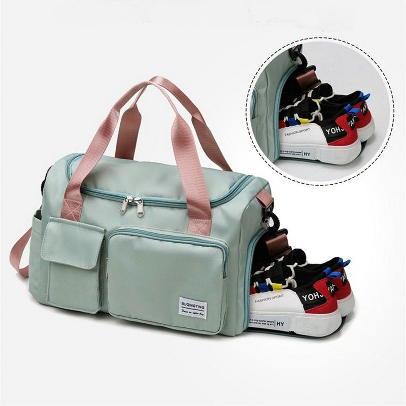 Bolsa de viaje multi-bolsillos, duffle deportiva y de gimnasio con compartimento separado para zapatos