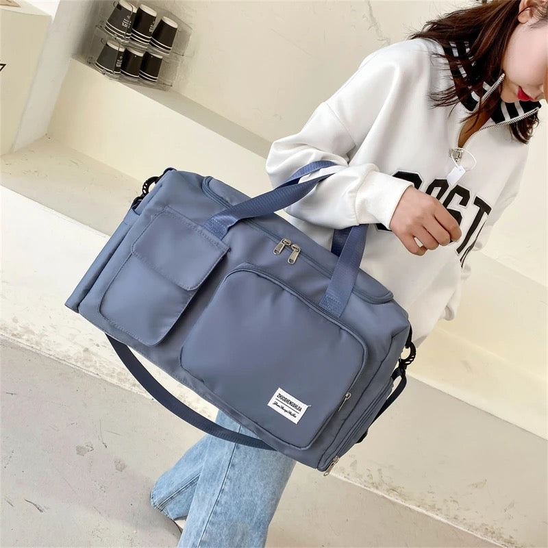 Bolsa de viaje multi-bolsillos, duffle deportiva y de gimnasio con compartimento separado para zapatos