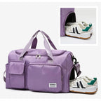 Bolsa de viaje multi-bolsillos, duffle deportiva y de gimnasio con compartimento separado para zapatos