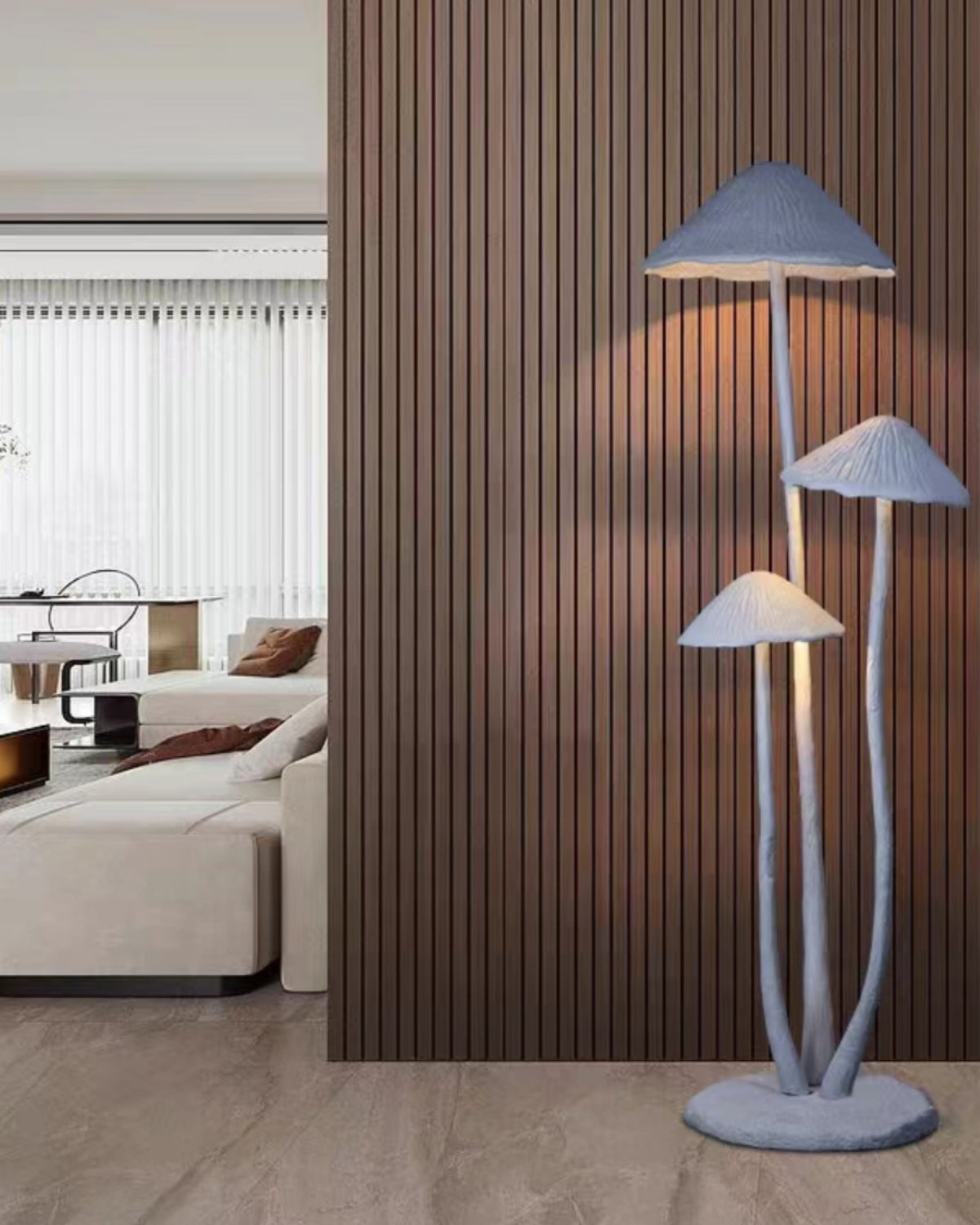 Lámpara de Pie Escultural en Forma de Hongo – Luz LED Moderna para Espacios Habitables