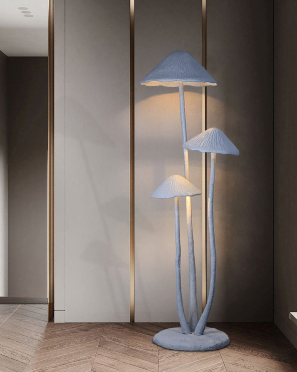 Lámpara de Pie Escultural en Forma de Hongo – Luz LED Moderna para Espacios Habitables